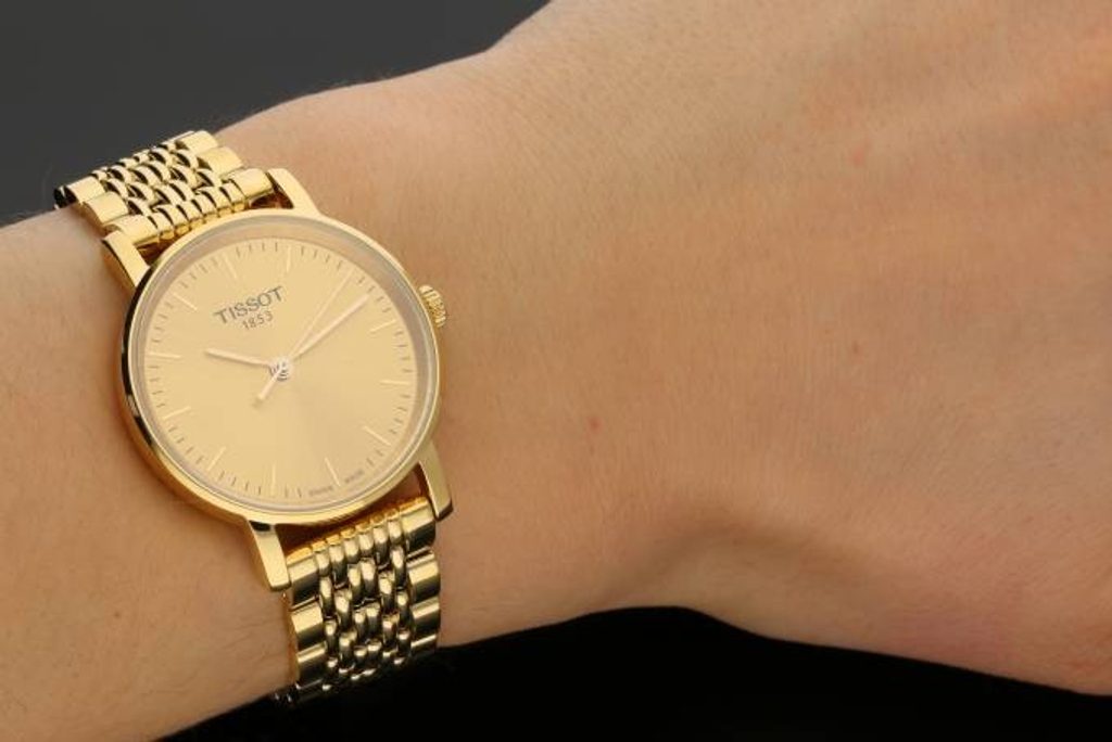 Tissot Everytime Lady Gold Dial Gold Mesh Bracelet Watch for Women - T143.210.33.021.00 Buy Now By Tissot