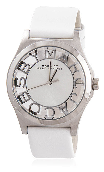 Marc Jacobs Henry Skeleton White Dial White Leather Strap Watch for Women - MBM1241 Buy Now By Marc Jacobs