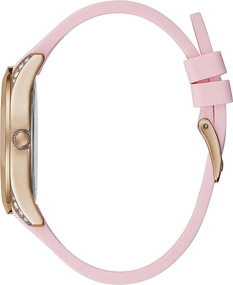 Guess Clarity Gold Dial Pink Silicone Strap Watch for Women - GW0109L2 Buy Now By Guess