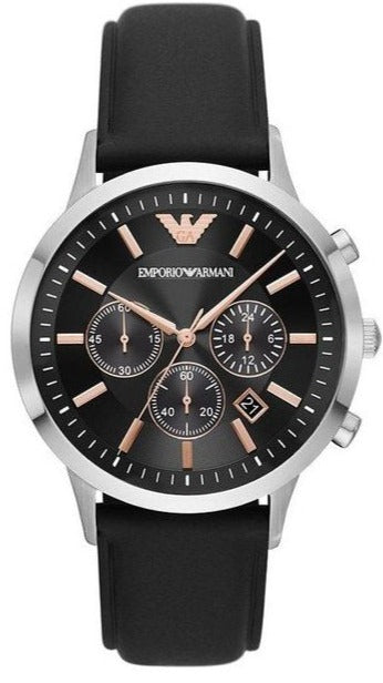 Emporio Armani Giovanni Analog Black Dial Black Leather Strap Watch For Men - AR11431 Buy Now By Emporio Armani