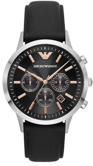 Emporio Armani Giovanni Analog Black Dial Black Leather Strap Watch For Men - AR11431 Buy Now By Emporio Armani