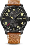 Hugo Boss Aeroliner Maxx Chronograph Black Dial Brown Leather Strap Watch For Men - 1513082 Buy Now By Hugo Boss