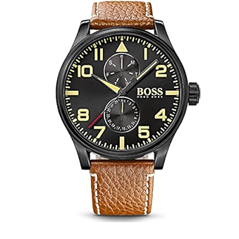 Hugo Boss Aeroliner Maxx Chronograph Black Dial Brown Leather Strap Watch For Men - 1513082 Buy Now By Hugo Boss