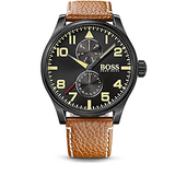 Hugo Boss Aeroliner Maxx Chronograph Black Dial Brown Leather Strap Watch For Men - 1513082 Buy Now By Hugo Boss