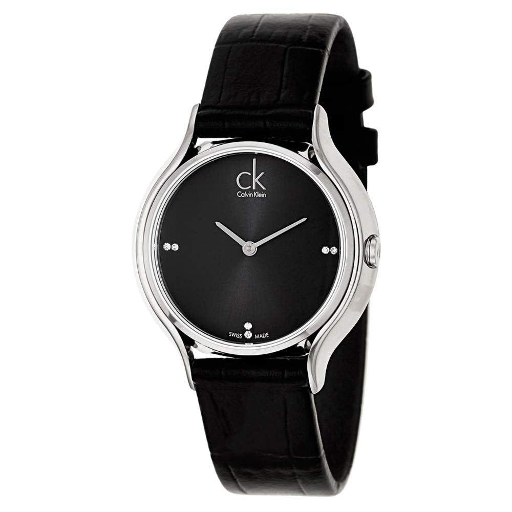Calvin Klein Skirt Black Dial Black Leather Strap Watch for Women - K2U231CS Buy Now By Calvin Klein