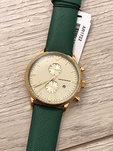 Emporio Armani Chronograph Champagne Dial Green Leather Strap Watch For Men - AR1722 Buy Now By Emporio Armani