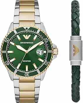 Emporio Armani Diver Chronograph Green Dial Two Tone Steel Strap Watch For Men - AR80063 Buy Now By Emporio Armani