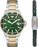 Emporio Armani Diver Chronograph Green Dial Two Tone Steel Strap Watch For Men - AR80063 Buy Now By Emporio Armani