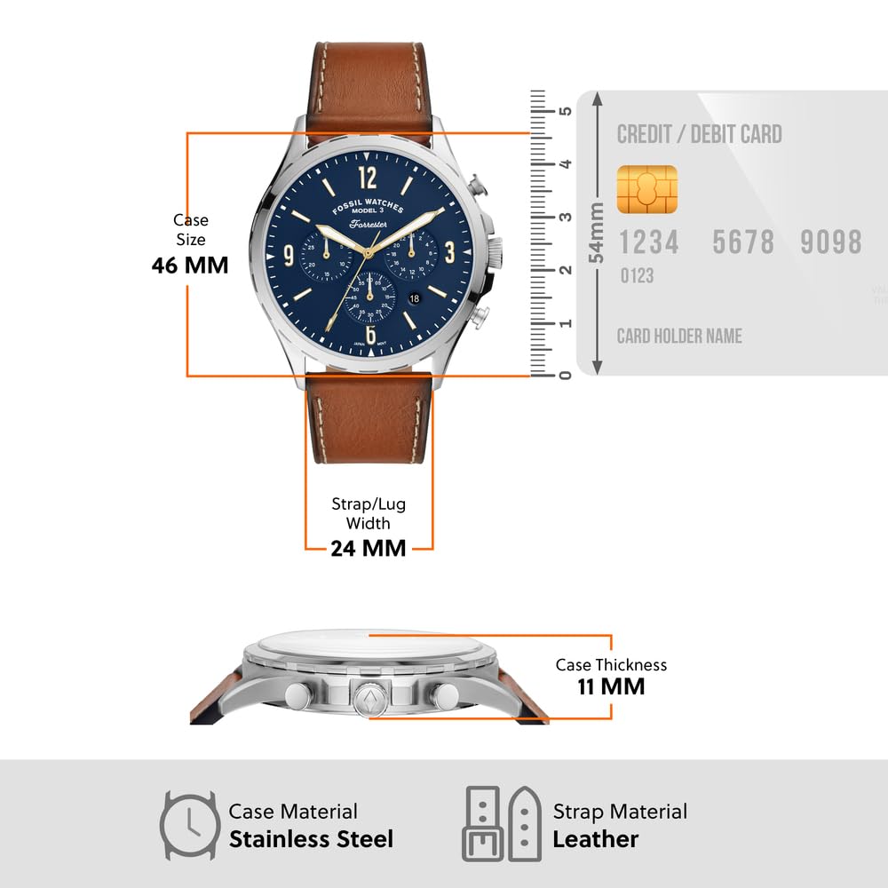 Fossil Forrester Chronograph Blue Dial Brown Leather Strap Watch for Men - S5607 Buy Now By Fossil