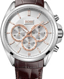 Hugo Boss Driver Chronograph Silver Dial Brown Leather Strap Watch For Men - 1512881 Buy Now By Hugo Boss