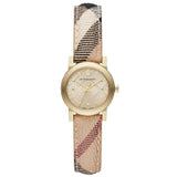 Burberry The City Gold Dial Haymarket Brown Leather Strap Watch for Women - BU9219 Buy Now By Burberry