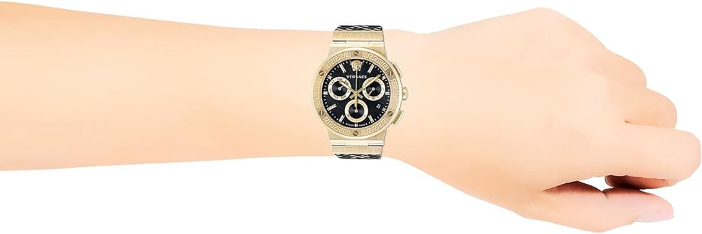 Versace Greca Chronograph Black Dial Brown Leather Strap Watch For Men - VEZ900621 Buy Now By Versace