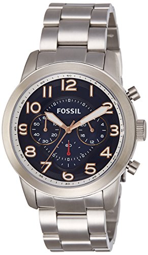 Fossil Pilot 54 Chronograph Navy Blue Dial Silver Steel Strap Watch for Men - FS5203 Buy Now By Fossil
