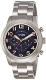 Fossil Pilot 54 Chronograph Navy Blue Dial Silver Steel Strap Watch for Men - FS5203 Buy Now By Fossil
