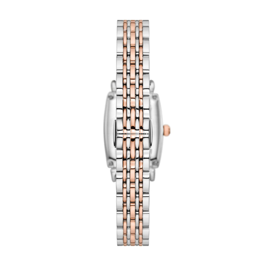 Emporio Armani Gianni T Bar White Mother Of Pearl Dial Two Tone Steel Strap Watch For Women - AR11519 Buy Now By Emporio Armani