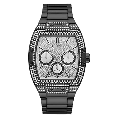 Guess Phoenix Multifunction Crystals Silver Dial Black Steel Strap Watch For Men - GW0094G3 Buy Now By Guess