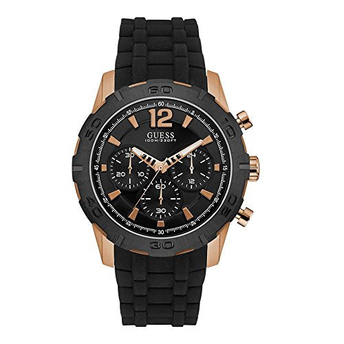 Guess Caliber Chronograph Black Dial Black Rubber Strap Watch for Men - W0864G2 Buy Now By Guess