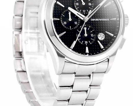 Emporio Armani Paolo Chronograph Black Dial Silver Steel Strap Watch For Men - AR11602 Buy Now By Emporio Armani