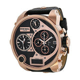 Diesel Big Daddy Gold & Black Dial Black Leather Strap Watch For Men - DZ7261 Buy Now By Diesel