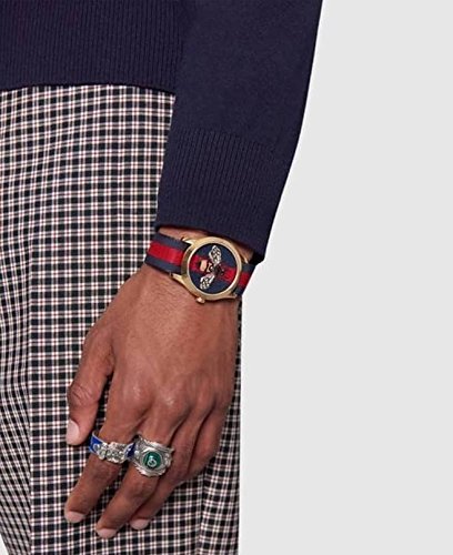 Gucci G Timeless Bee Red & Blue Dial Red Two Tone Nylon Strap Watch For Men - YA1264061 Buy Now By Gucci