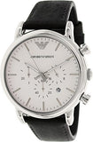 Emporio Armani Classic Quartz Chronograph White Dial Black Leather Strap Watch For Men - AR1807 Buy Now By Emporio Armani