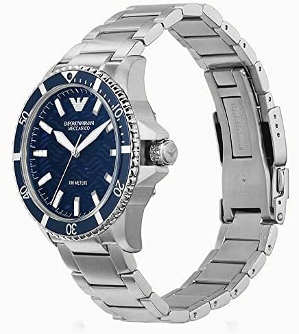 Emporio Armani Meccanico Automatic Blue Dial Silver Steel Strap Watch For Men - AR60059 Buy Now By Emporio Armani