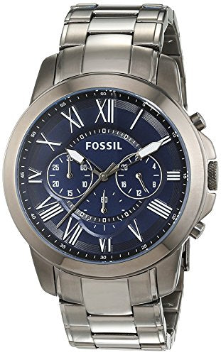 Fossil Grant Chronograph Blue Dial Grey Steel Strap Watch for Men - FS4831 Buy Now By Fossil
