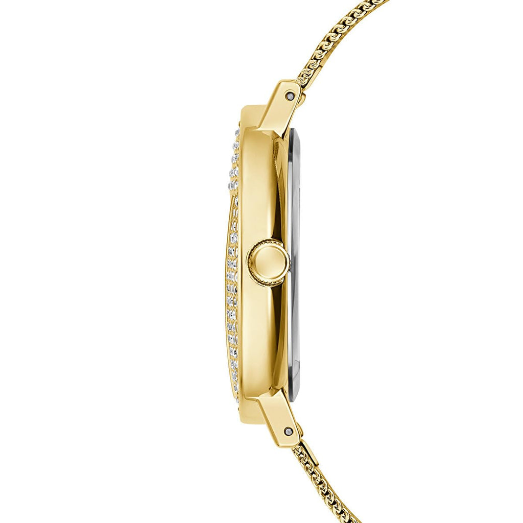 Guess Iconic Diamonds Gold Dial Gold Mesh Bracelet Watch For Women - GW0477L2 Buy Now By Guess