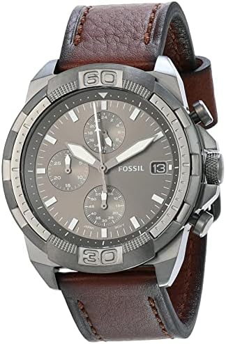 Fossil Bronson Chronograph Grey Dial Brown Leather Strap Watch for Men - FS5855 Buy Now By Fossil