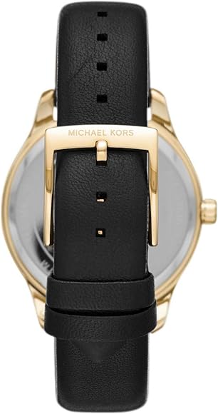 Michael Kors Layton Three Hand Mother of Pearl Black Dial Black Leather Strap Watch For Women - MK2911 Buy Now By Michael Kors