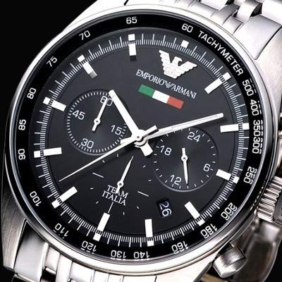 Emporio Armani Team Italia Chronograph Black Dial Silver Steel Strap Watch For Men - AR5983 Buy Now By Emporio Armani