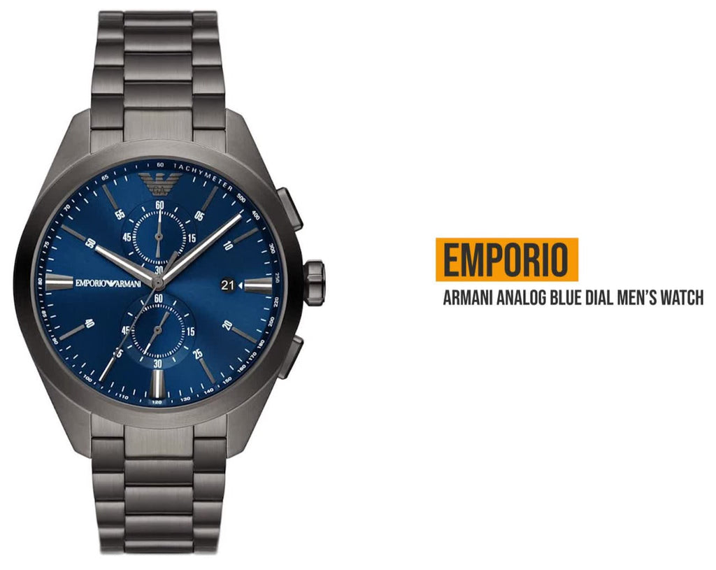 Emporio Armani Chronograph Quartz Blue Dial Grey Steel Strap Watch For Men - AR11481 Buy Now By Emporio Armani