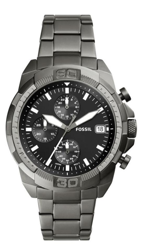 Fossil Bronson Chronograph Black Dial Grey Steel Strap Watch for Men - FS5852 Buy Now By Fossil