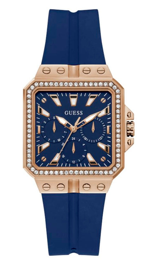 Guess Libra Crystals Blue Dial Blue Silicone Strap Watch For Women - GW0618L2 Buy Now By Guess