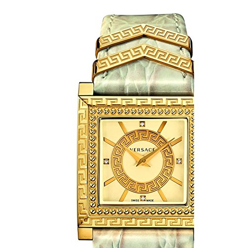 Versace DV-25 Gold Dial Off White Leather Strap Watch for Women - VQF030015 Buy Now By Versace