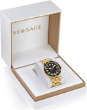 Versace Greca Sport Quartz Black Dial Gold Steel Strap Watch for Men - VEZ300721 Buy Now By Versace