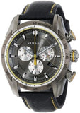 Versace V Ray Chronograph Grey Dial Black Leather Strap Watch for Men - VDB020014 Buy Now By Versace