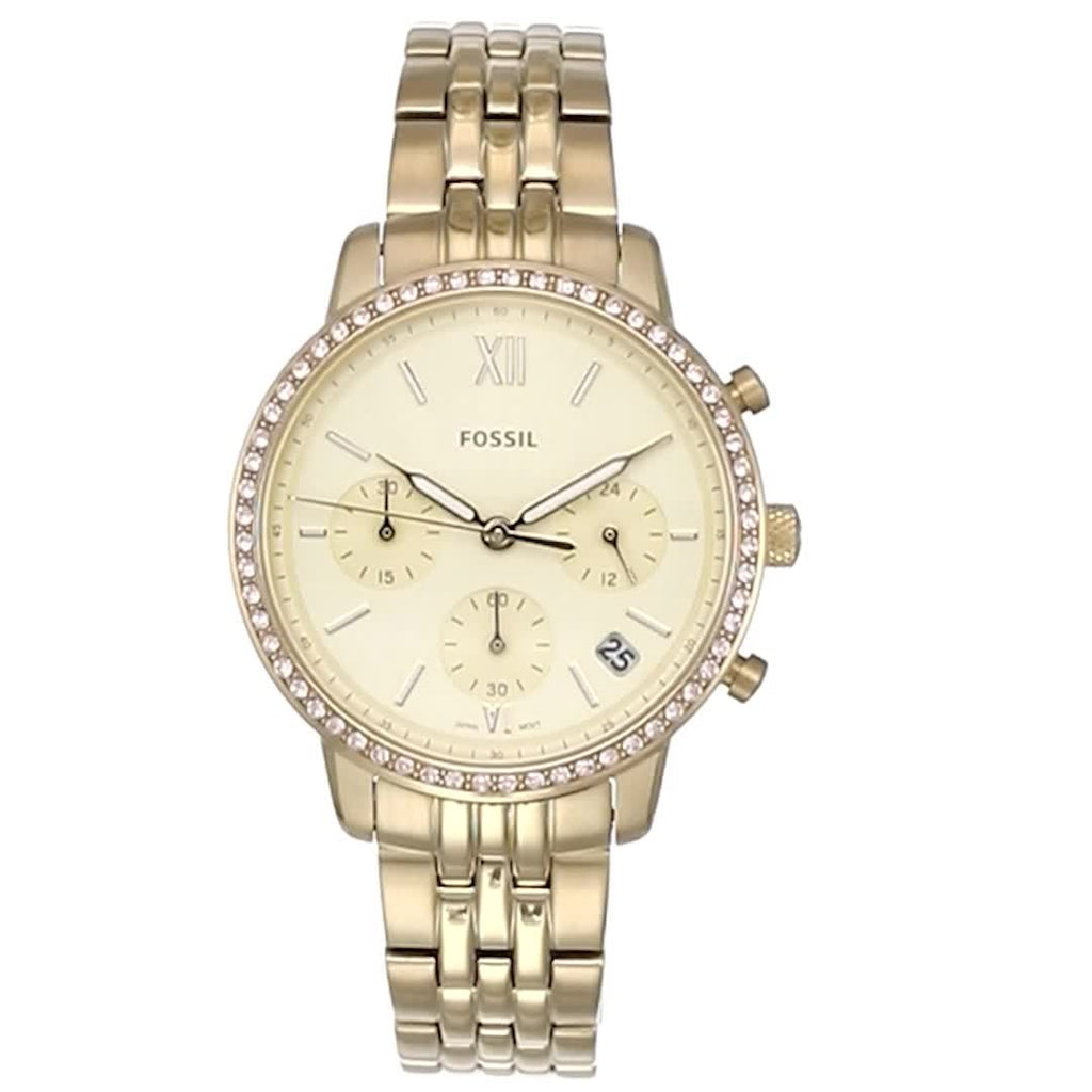 Fossil Neutra Chronograph Gold Dial Gold Steel Strap Watch for Women - ES5219 Buy Now By Fossil