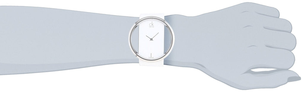 Calvin Klein Glam Transparent Dial White Leather Strap Watch for Women - K9423101 Buy Now By Calvin Klein