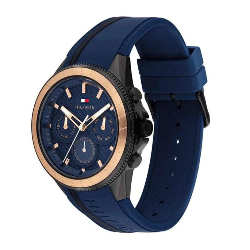 Tommy Hilfiger Aiden Chronograph Blue Dial Blue Silicone Strap Watch For Men - 1791860 Buy Now By Tommy Hilfiger
