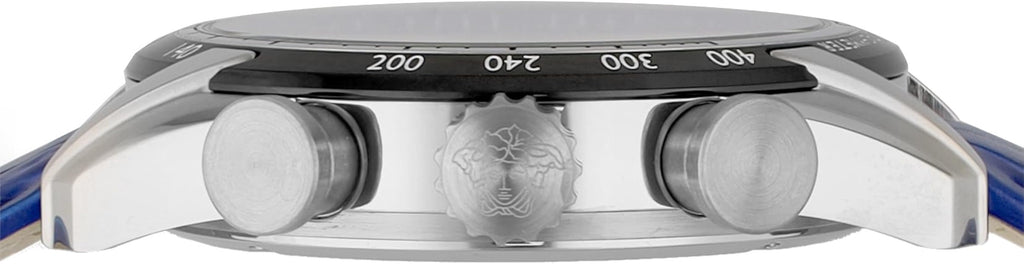 Versace V-Ray Chronograph Quartz Blue Dial Blue Leather Strap Watch for Men - VE2I00721 Buy Now By Versace
