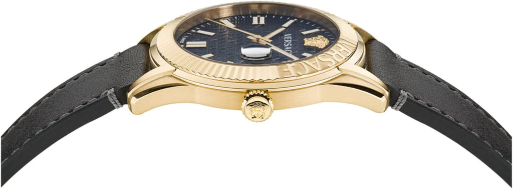 Versace Greca Time Quartz Black Dial Brown Leather Strap Watch For Men - VE3K00222 Buy Now By Versace