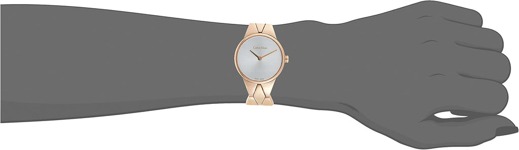 Calvin Klein Snake Silver Dial Rose Gold Steel Strap Watch For Women - K6E23646 Buy Now By Calvin Klein