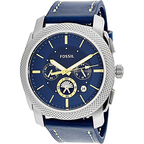Fossil Machine Chronograph Blue Dial Blue Leather Strap Watch for Men - FS5262 Buy Now By Fossil