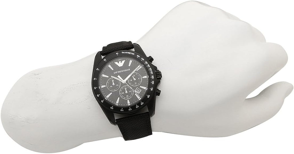Emporio Armani Sigma Chronograph Black Dial Black Leather Strap Watch For Men - AR6131 Buy Now By Emporio Armani
