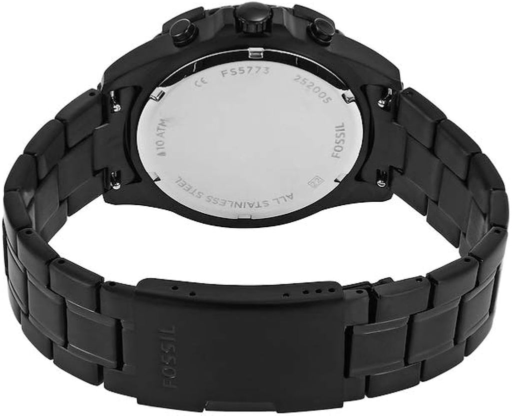 Fossil Garrett Chronograph Black Dial Black Steel Strap Watch for Men - FS5773 Buy Now By Fossil