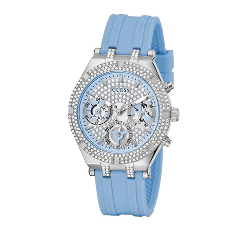 Guess Heiress Diamonds Blue Dial Blue Rubber Strap Watch for Women - GW0407L1 Buy Now By Guess