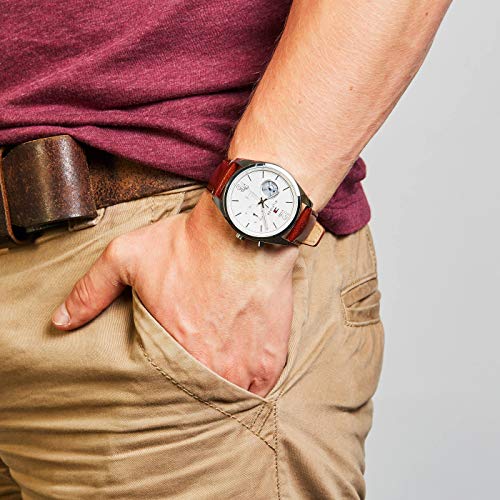 Tommy Hilfiger Deacon White Dial Brown Leather Strap Watch for Men - 1791550 Buy Now By Tommy Hilfiger