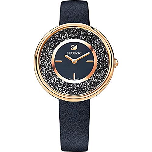 Swarovski Crystalline Pure Black Dial Black Leather Strap Watch for Women - 5275043 Buy Now By Swarovski