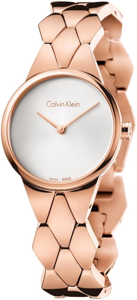 Calvin Klein Snake Silver Dial Rose Gold Steel Strap Watch For Women - K6E23646 Buy Now By Calvin Klein